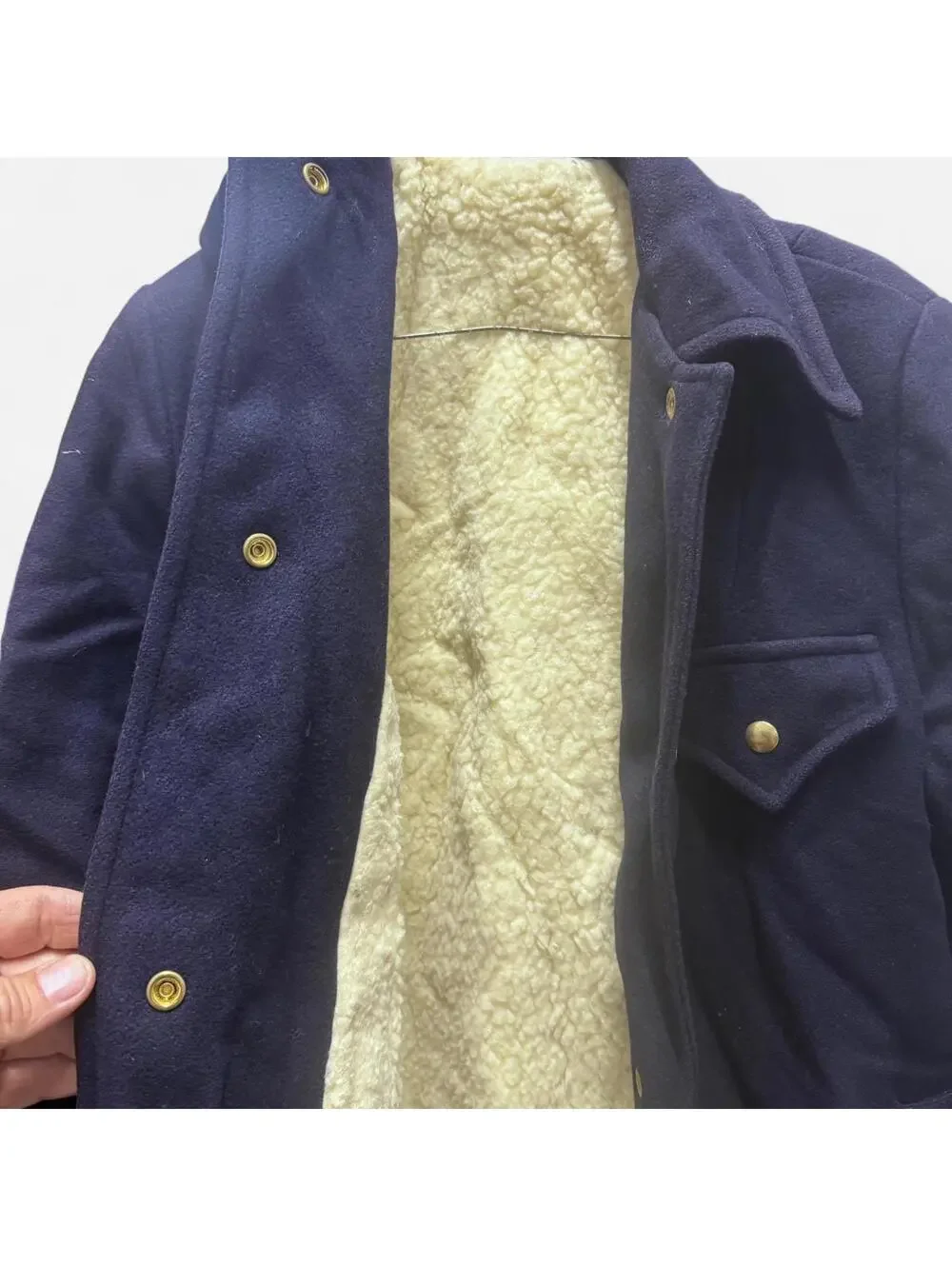 1960s Union Made Navy Wool Sherpa Lined Women’s Jacket Small